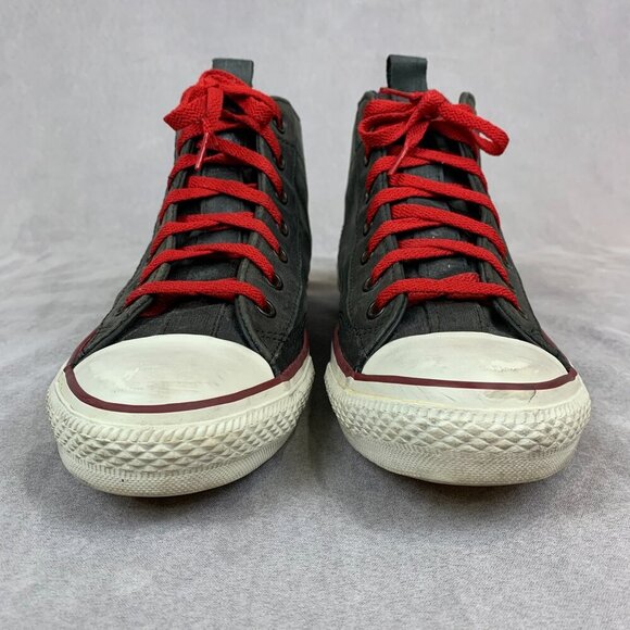 Converse John Varvatos Men Shoes 9 Gray Red Mid Top Leather Sneakers Rock Skater - Picture 6 of 12